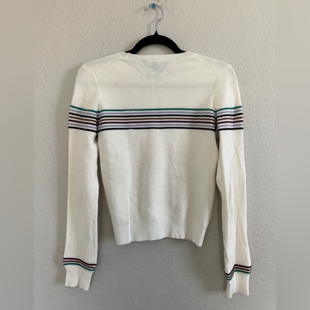 VERONICA BEARD Poise Stripe Top - Ivory Multi. Size S - Picture 4 of 9